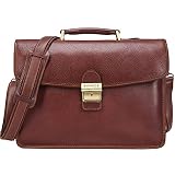 Banuce Mens Leather Briefcase for Men with Lock Attache Case 14 Inch Business Bags Office Work Bag