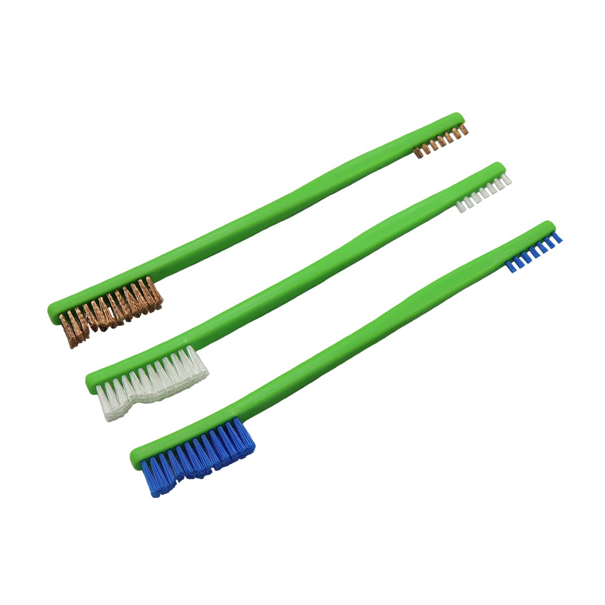 Grip 3 pc Gunsmithing Double Ended Cleaning Brush Set - Bronze, Nylon, Stiff Blue
