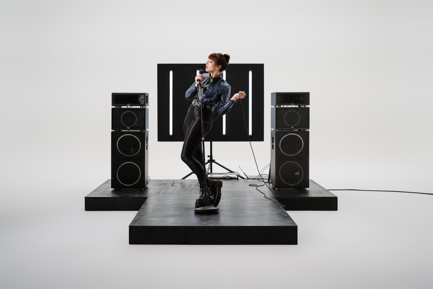 Teufel Power HiFi Kit stéréo avec système de haut-parleurs modulaires avec système audio Bluetooth Noir