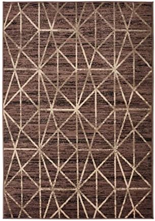 HomeArt Living Room RUG - Short Pile, Bordered, Soft, Area Carpet for Bedroom & Home Decoration, Geometric Pattern Rugs, Modern, Small to Extra large (Brown/Cacao, 60 x 110 cm)