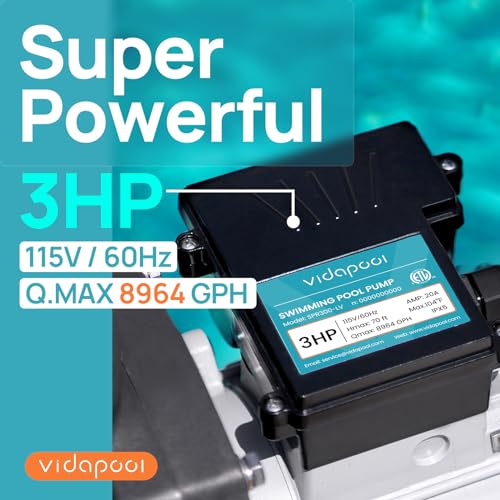 Image of 3HP In /Above Ground Pool Pump,8964GPH Single Speed High Flow 115V Powerful Self Primming Swimming Pool Pumps with Filter