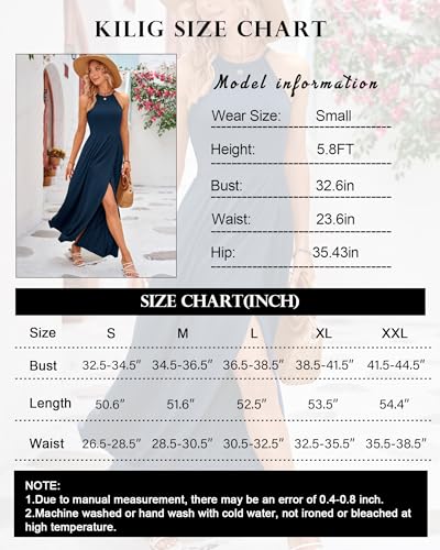 Image of KILIG Women's Summer Floral Beach Flowy Split Maxi Long Dresses