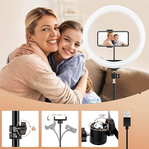 Image of KRLZ 18 inch LED Ring Light for Phone, Remote Lights Control, 2700-6500K, Tripod Light for iPhone Action Camera, for Studio Makeup TikTok YouTube Video Salon