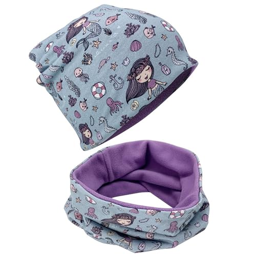 HECKBO Juego de buff y gorro de invierno para niños Sirena -2 a 6 años – Gorro 95% algodón...