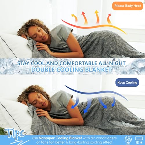 Image of NANPIPER Cooling Blanket Queen Size for Hot Sleepers,Double Sided Cold Lightweight Summer Bed Blanket, Dark Grey 90 inchx90 inch