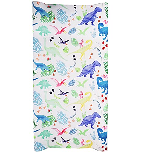 Image of Baby Boy Changing Pad Cover Dinosaur Diaper Changing Mat Cover Sheets for Newborn Stretchy Changing Table Cover (White)