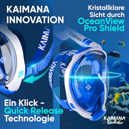 Die Preisgekrönte KAIMANA® Schnorchelmaske Kinder inkl. Tragetasche - absolut CO₂ sichere Tauchmaske Kinder - Tauchermaske - Taucherbrille Kind 4 Jahre - Schnorchelmaske
