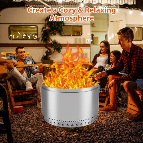 Towallmark VXP23ZWOZ4_RWWYZY3X5RGJ14K Smokeless Fire Pit 2.0, 32 Inch Portable Outdoor Firepit, Stainless Metal Steel Wood Burning Fireplaces thumb #5