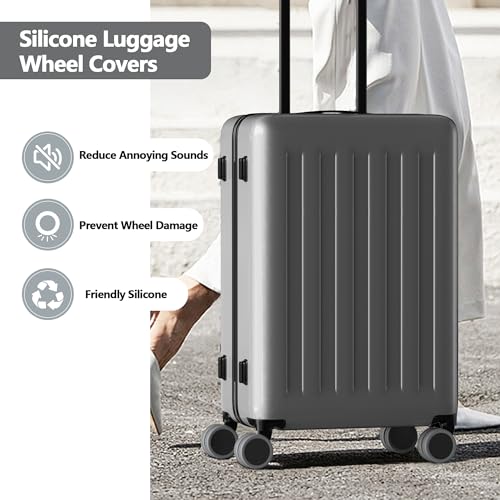 AWINNER 8 Pack Luggage Wheels Covers - Silicone Luggage Wheel Protector Covers for most 8 Spinner Wheel Suitcases or Office Chair Caster,Durable,Mute and Shock Absorption (Grey)2