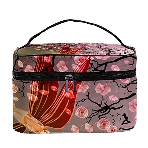 Trousse de maquillage fleurs de cerisier, grand format voyage pour dame