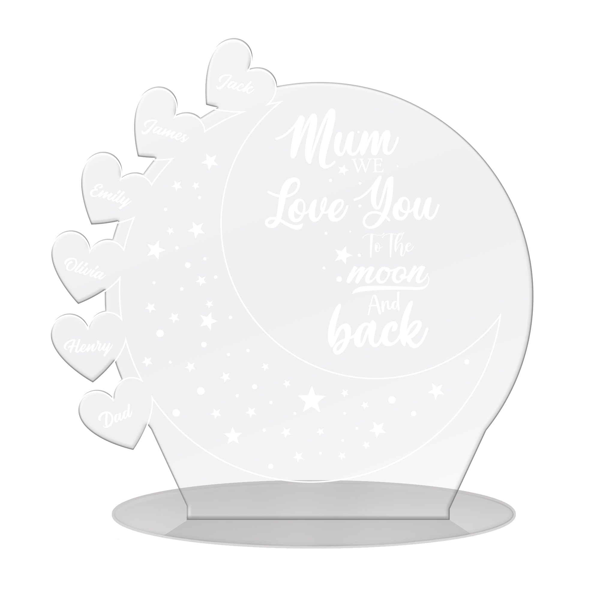 Print Maniacs Personalised Mother Day Engraved Gift Him Her Mum Mother Wife Couple Grandma, Love you to the moon and back