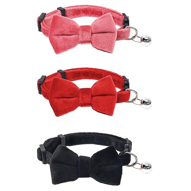 YFTRFR 3 Piezas Collar de Gato de Terciopelo