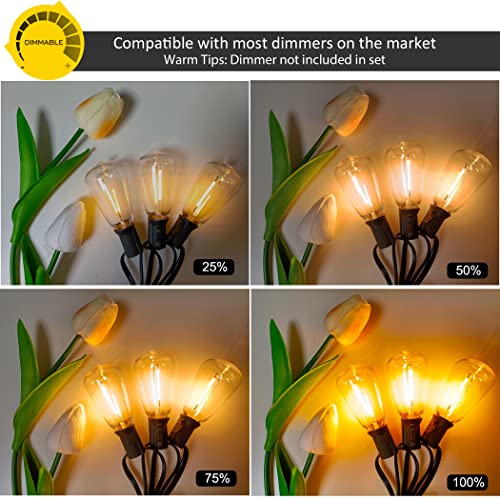 Damaing Led Outdoor String Lights 100Ft Waterproof Patio Lights With 52 Dimmable Edison Bulbs,Shatterproof Outside Hanging String Lights For Porch,Deck,Backyard, Balcony, Bistro,Cafe,2 Pack X 50Ft #TOP2