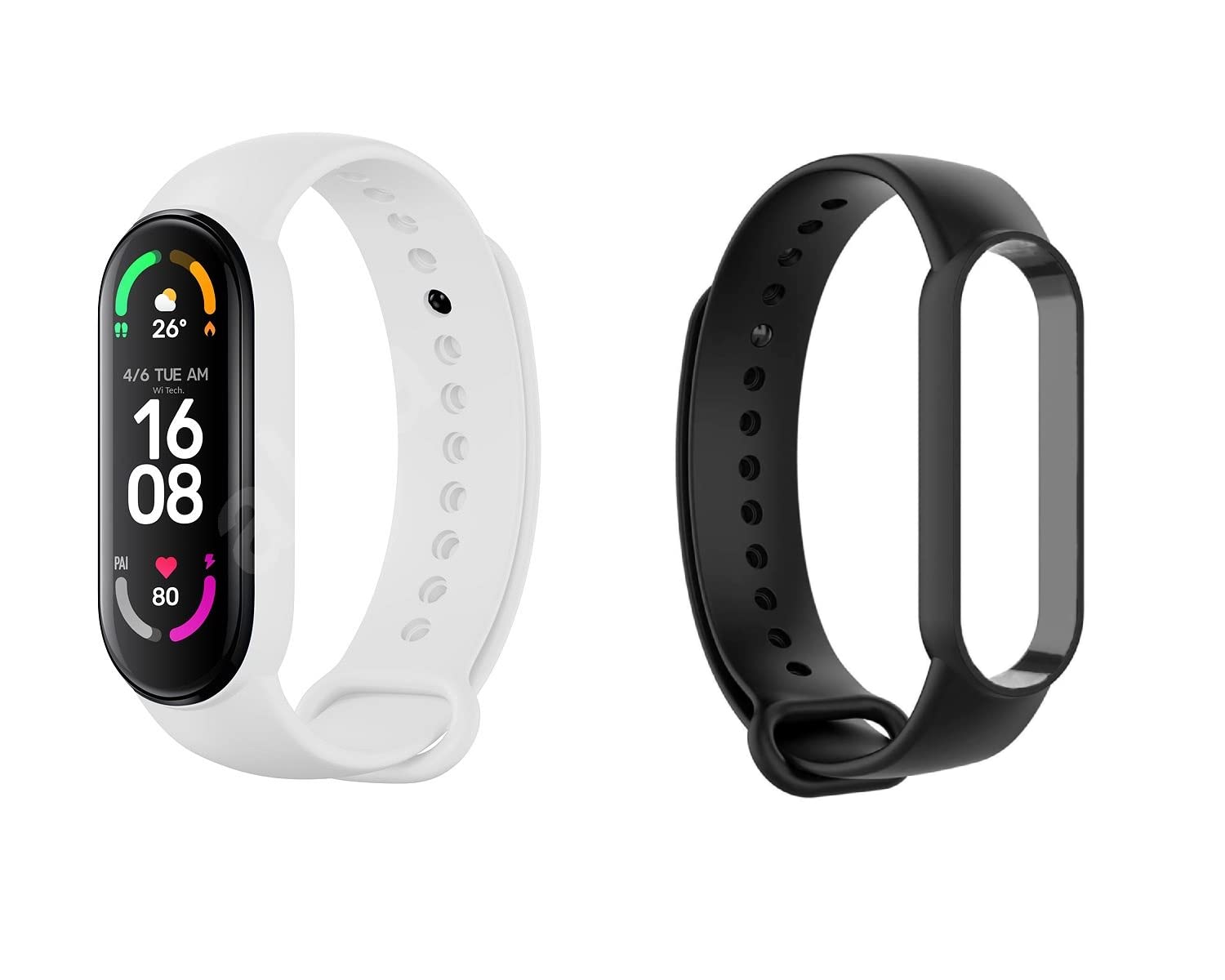 Adlynlife M6 Smart Band Wireless Sweatproof Fitness Band| Activity Tracker| Blood Pressure| Heart Rate Sensor| Sleep Monitor| Step Tracking All Android Device & iOS Device (White + Free Black Strap) (B09QXHBH6B) Amazon Price History, Amazon Price Tracker