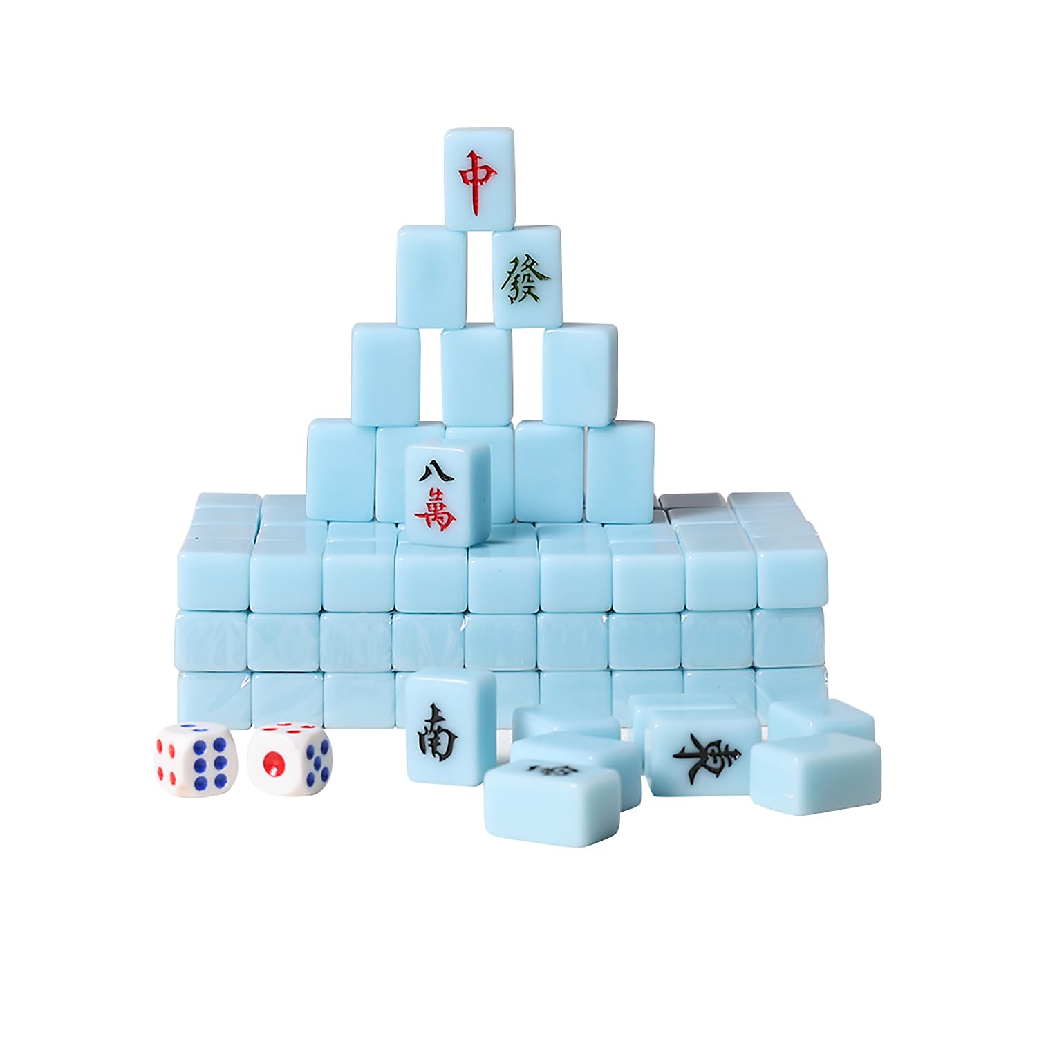 LANYOTA Mahjong Set of 3.5 x 2.8 cm, Chinese Mahjong Game Set with Carry Bag, 1.5 Inch Large 144 2 Tiles with Arabic Numerals, 2 Dice, 1 Wind Indicator