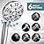 High Pressure Handheld Shower Head, 6 Spray Settings Shower Head with Handheld, 4.3 Inch High Flow Hand Held Rain Showerhead with Stainless Steel Hose, Adjustable Bracket, Hopopro (Chrome)