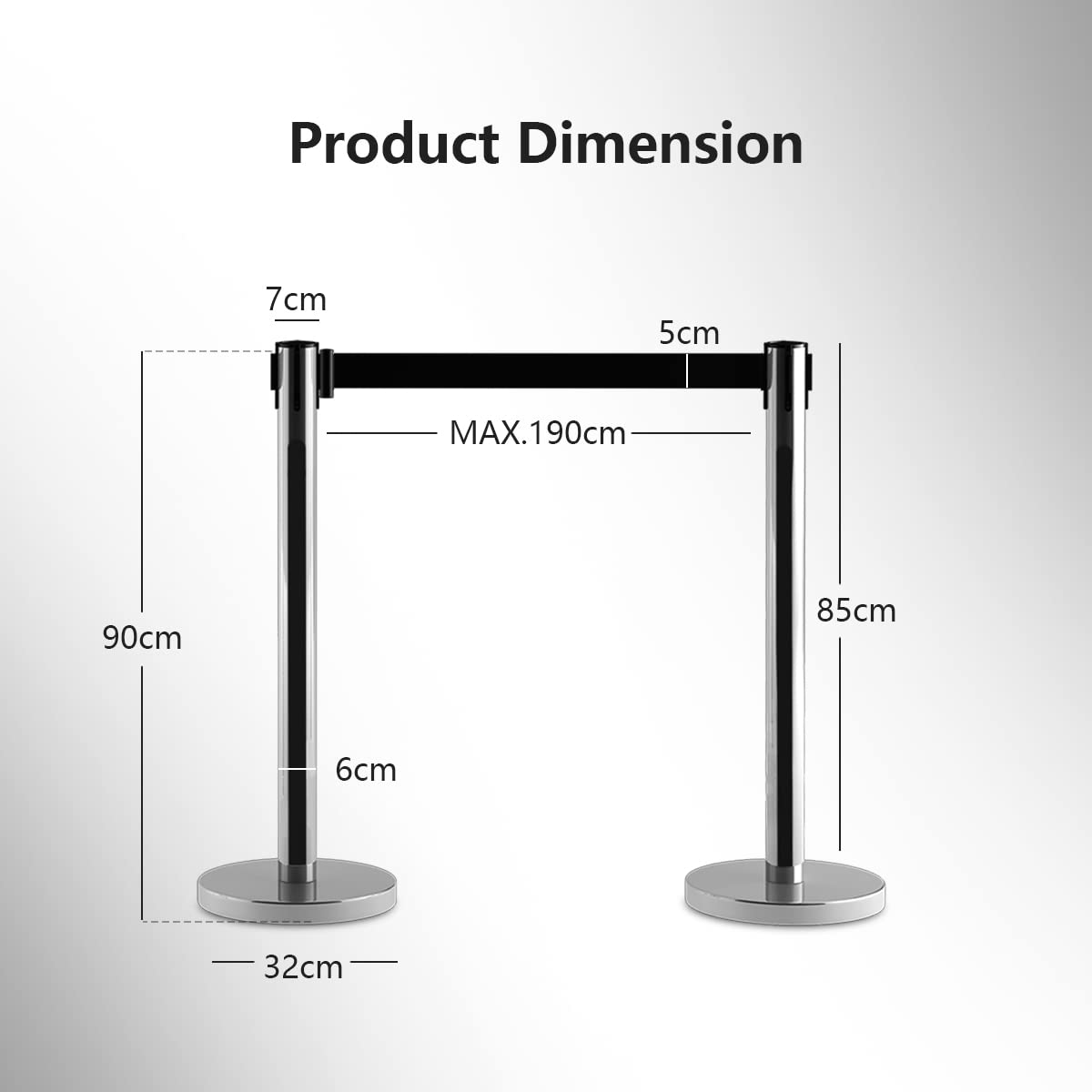 GIANTEX 6 soportes de barrera para personas con sistema de guía personal, postes de barrera de metal y acero inoxidable, con cinta de barrera de 2 m, postes de delimitación para aeropuerto, exposición