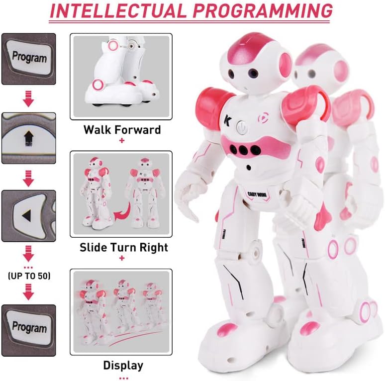 Vista 3 de Flyglobal Smart Remote Control Robot Toy for Kids, Rechargeable Interactive Gesture Sensing Smart RC Robot for Girls,Dancing Walking Music Robot