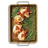 Nordic Ware High-Sided Half Sheet Oven Crisping Baking Tray with Rack, Natural Nonstick Aluminum For Air Frying, Crisping, Broiling, Baking; Cooking Surface 17.9 x 12.9 x 2 inches