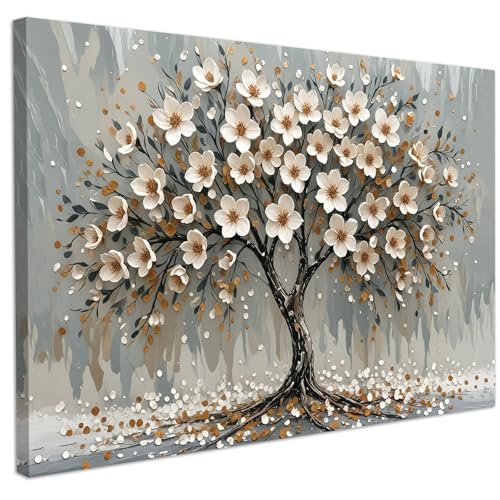 Grand arbre artificiel avec fleurs blanches grand format salon et bureau