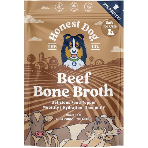 Honest Dog Co. Beef Bone Broth for Dogs & Cats Collagen & Protein Topper