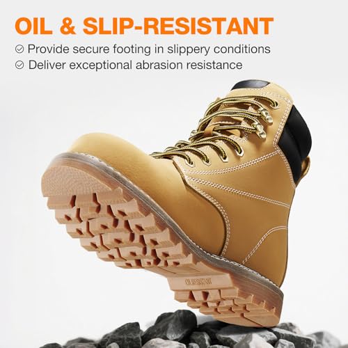 Image of NINGO Waterproof Soft Toe Work Boots for Men, EH Rated, Slip Resistant | Mens Safety Work Shoes, Comfortable Full-Grain Leather, Oil Resistant, for Construction Industrial Warehouse Outdoor