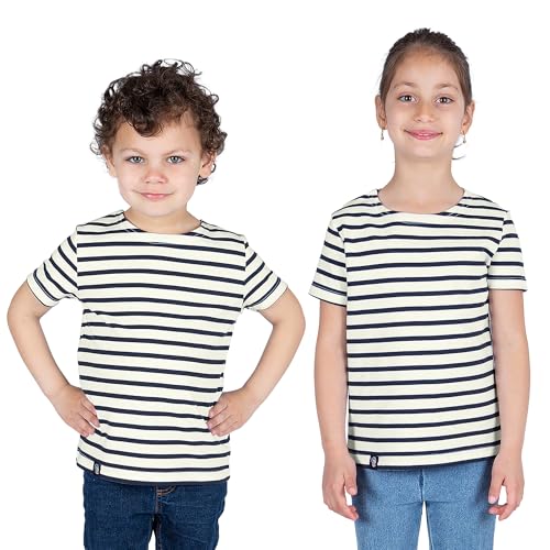 Breizh Ocean - Marinière Coton Bio - de 1 à 14 Ans - Création Française GARLAN Enfant - Tee Shirt Enfant Garcon ou Fille Manches Courtes - Vetement Bebe...