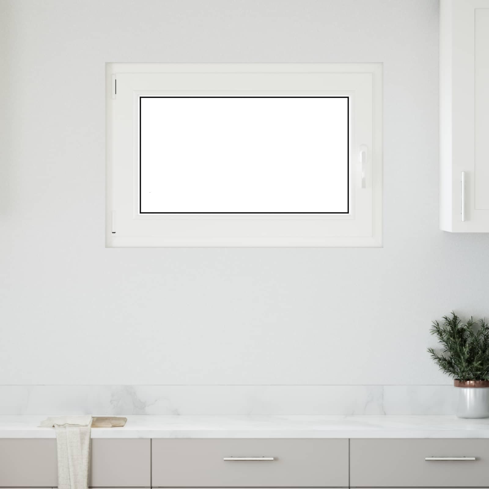 Risor - Finestra per cantina, 90 x 50 cm, in PVC e vetro bianco, inclinabile e girevole, con protezione termica, isolamento acustico, vetro isolante, telaio in plastica, ideale per nuove