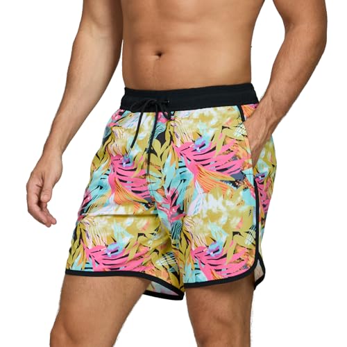 TMEOG Badeshorts Herren Badehose Männer Schwimmshorts Retro Bademode Surf...