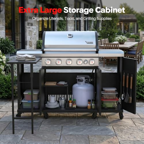 Image of Brand-Man Propane Gas Grill Island Outdoor Kitchen & Storage Cabinets