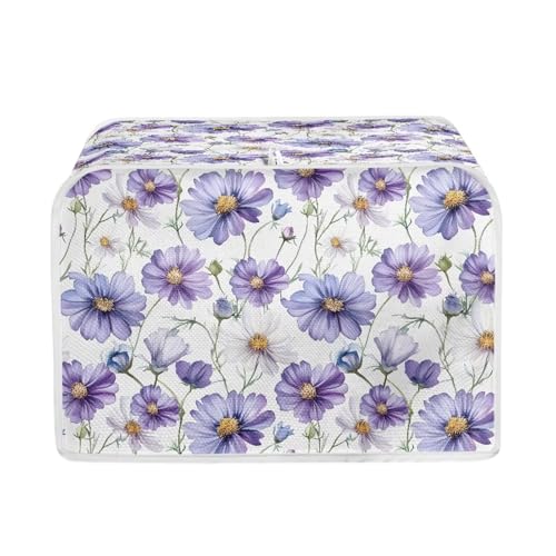 Image of Talayituse Daisy Flower Print Toaster Cover 2 Slice Wide Slot, Lightweight Bread Maker Cover Dust Protection Washable Appliance Bag, S