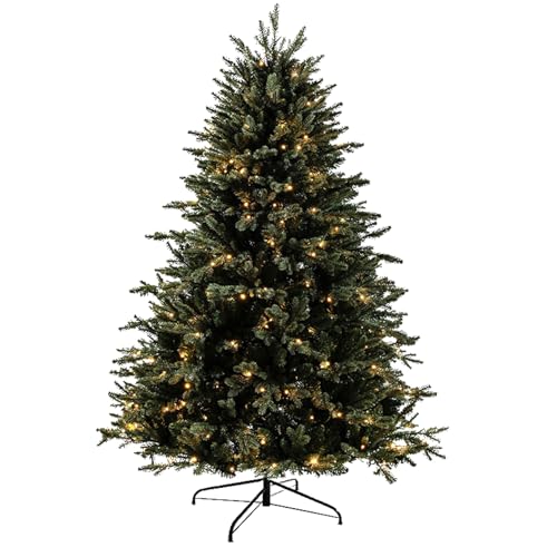 Árbol de Navidad artificial, luces multicolor cambiantes, árbol de fibra óptica, árbol artificial de decoración de temporada con soporte para interiores y exteriores