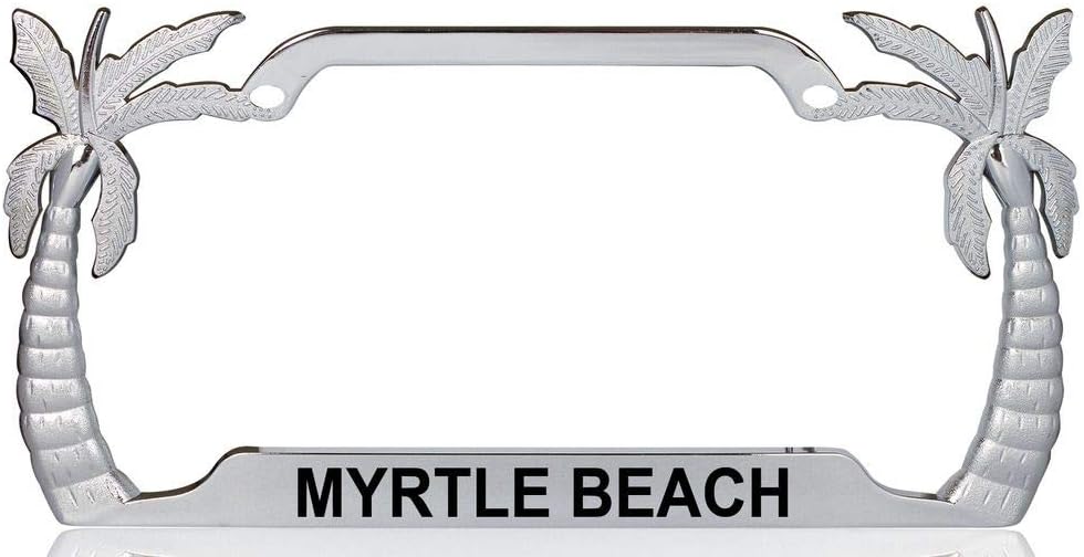 Myrtle Beach Palm Tree Design Quality Chrome Metal Car SUV Truck License Plate Frame z59