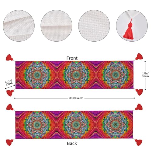 Chemin de table de Noël anti-taches déco mandala table de fête - 5
