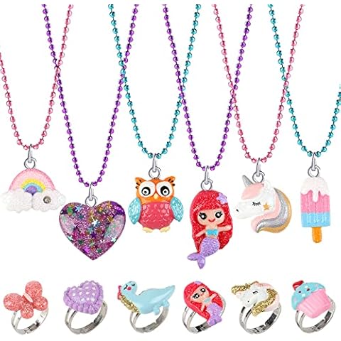 Deratta 12 Piezas Joyas para Niñas Set Anillos y Collares Cover