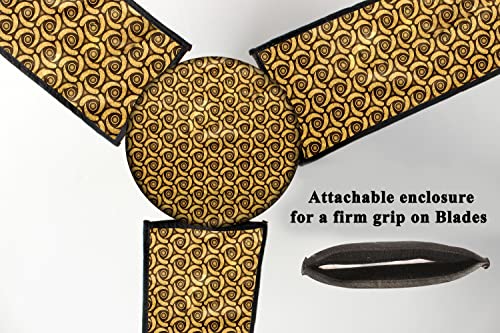 Image of Stylista Waterproof & Dustproof Three Blade Ceiling Fan Cover with attachable Enclosure Set of 1 Fan Cover Packed Pattern Yellow