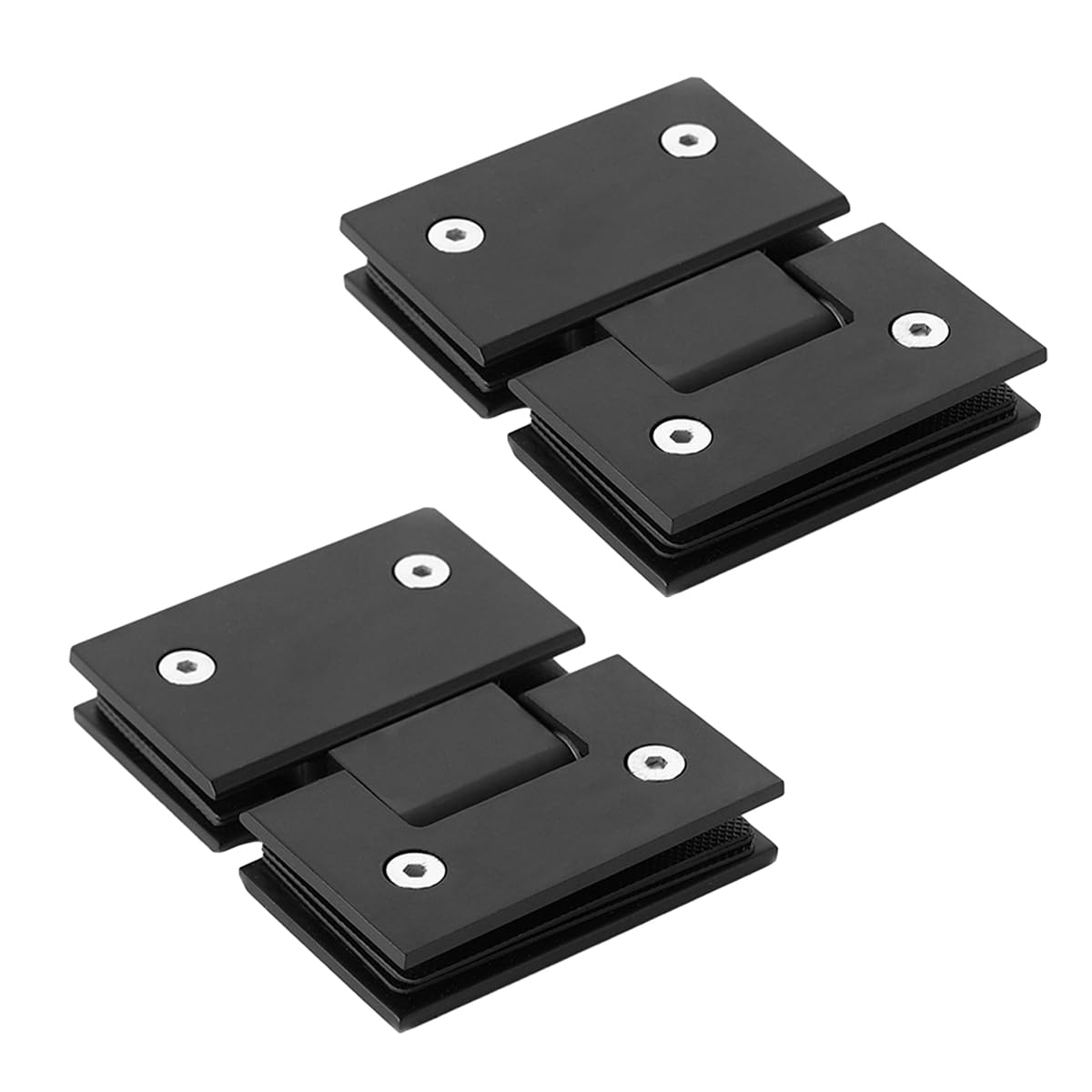 Glass Door Hinges,2 Pack 180 Degree Frameless, Heavy Duty 304 Stainless Steel to Hinge Bathroom Gate Clamp for 8-12mm(Black)