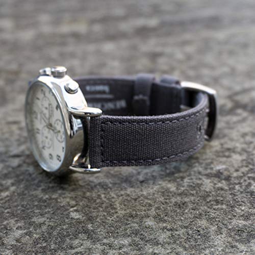 Image of Benchmark Canvas Watch Band - Quick Release Cotton Fabric Watch Straps for Men & Women (18mm, Grey)
