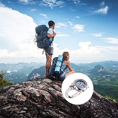 IMIKEYA Relógio de bolso com mostrador digital, superfície prata brilhante, mosquetão, mochila, five