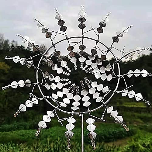 Mekomy 2023 Unique And Magical Metal Windmill, 3D Kinetic Wind Spinner With Garden Stake, Magic Sculpture Catchers, Windmill For The Yard Patio Decoration (12 Inch) #TOP2