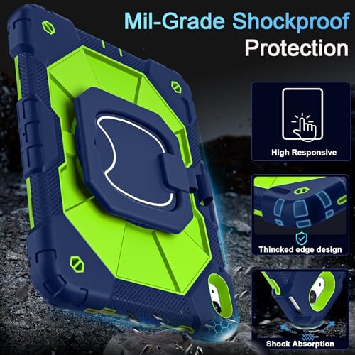 Image of Auizotl Case for iPad (A16) 11th /10th Generation 2025 /2022,Heavy Duty Shockproof 10th Generation iPad Case with 360 Rotating Stand Screen Protector for i Pad 11.0 /10.9 Inch Cover,Navy Green