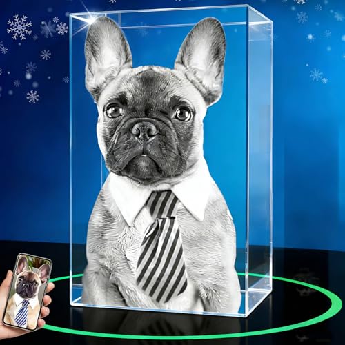Foto de vidro 3D, presentes personalizados de Natal para animais de estimação, para mulheres, esposa, ela, homens, marido, avó, ótimo presente personalizado de Natal com sua própria foto, imagem