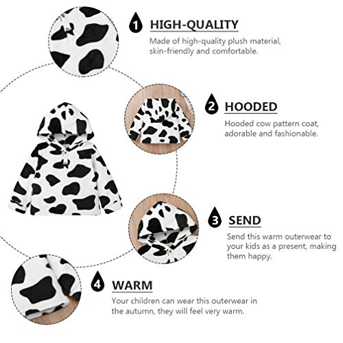 KESYOO Casaco Infantil Com Capuz Com Estampa de Vaca Roupas Quentes de Pelúcia Casaco Macio de Manga