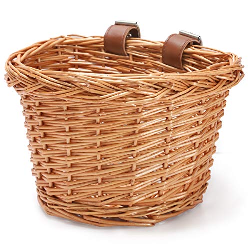 STITCH Cycmoto Cany Cesta de bicicleta ecológica para niños bicicleta con correas de cuero, resistente a la presión, resistente a las caídas, marrón