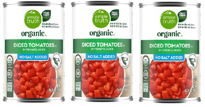 Organic No Salt Added Diced Tomatoes In Tomato Juice (3 Cans, 14.5 oz. each)