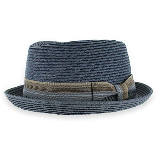Image of Belfry Men /Women Summer Straw Pork Pie Trilby Fedora Hat in Blue, Tan, Black
