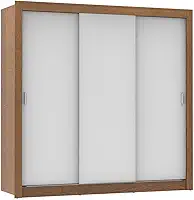 Guarda Roupa Casal Madesa Mônaco 3 Portas de Correr - Rustic/Branco