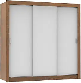 Guarda Roupa Casal Madesa Mônaco 3 Portas de Correr - Rustic/Branco