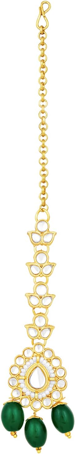 Aheli Kundan Studded Choker Necklace Jhumki Earrings & Maang Tikka Ethnic Fashion Bharatanatyam jewellery set Gift for Women - Image 9