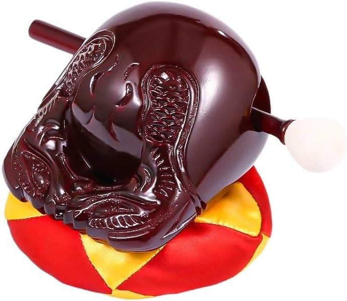 HUFFA Teakwood Wooden Fish Muyu Carved Temple Block Mokugyo Buddhist Monk Zen Drum (Color : Dark red, Size : 6 inches)